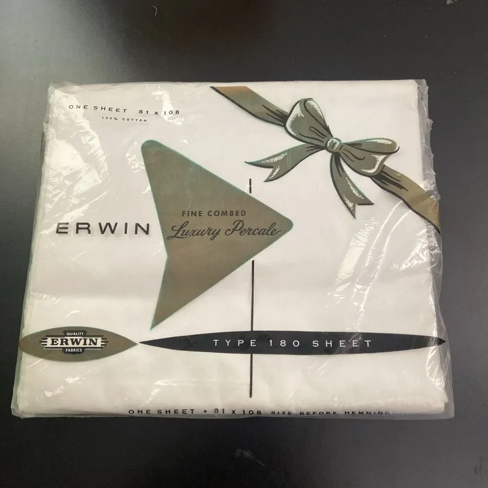 Vintage Erwin Fine Comed Luxury Percale  Type 180 Sheet Size 81x108